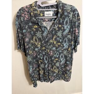 Goodfellow Shirt Mens Large Multicolor Floral Animals‎ Hawaiian Casual Dad